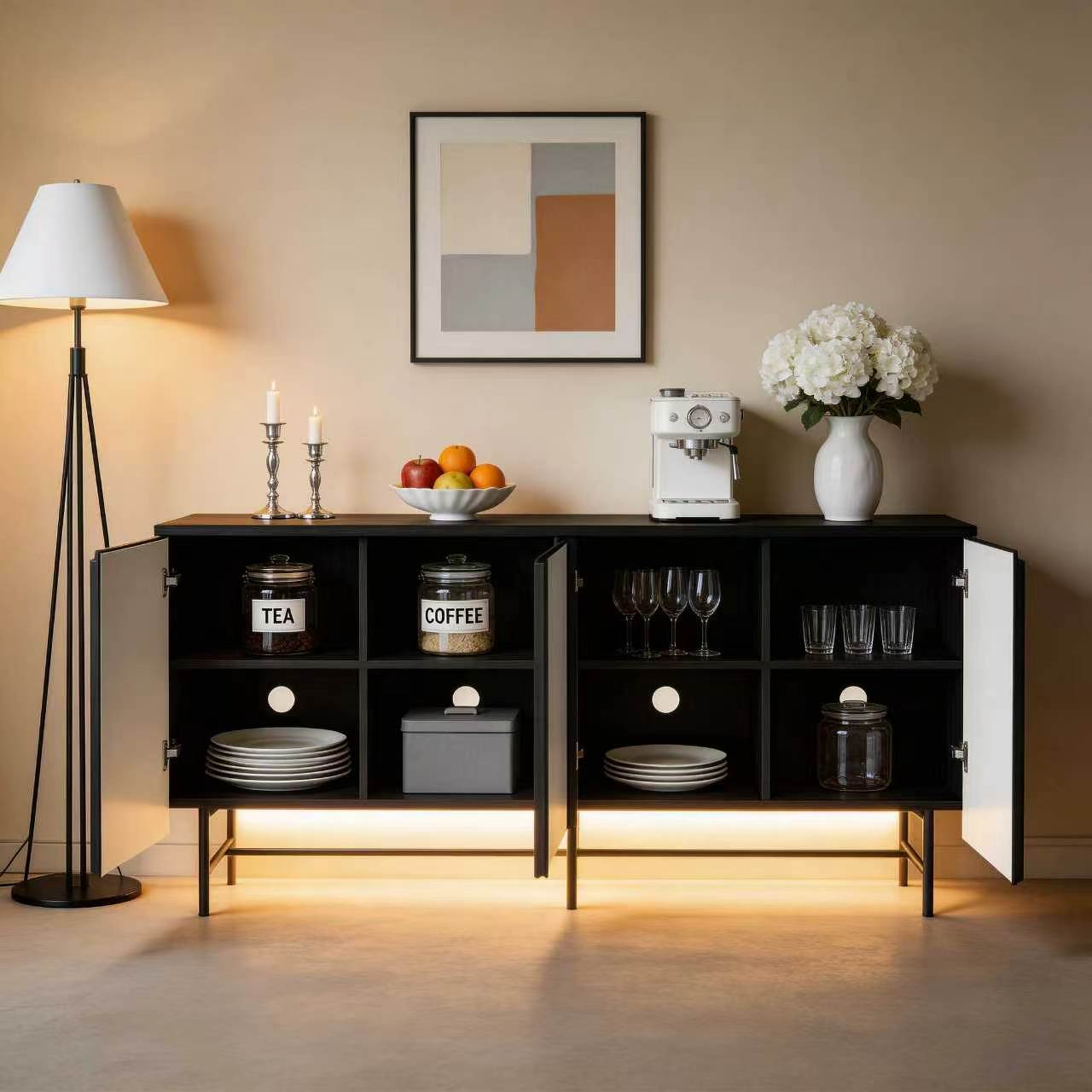 68in Large Fluted Sideboard Ca - огляд і ціна Credenza Office Storage