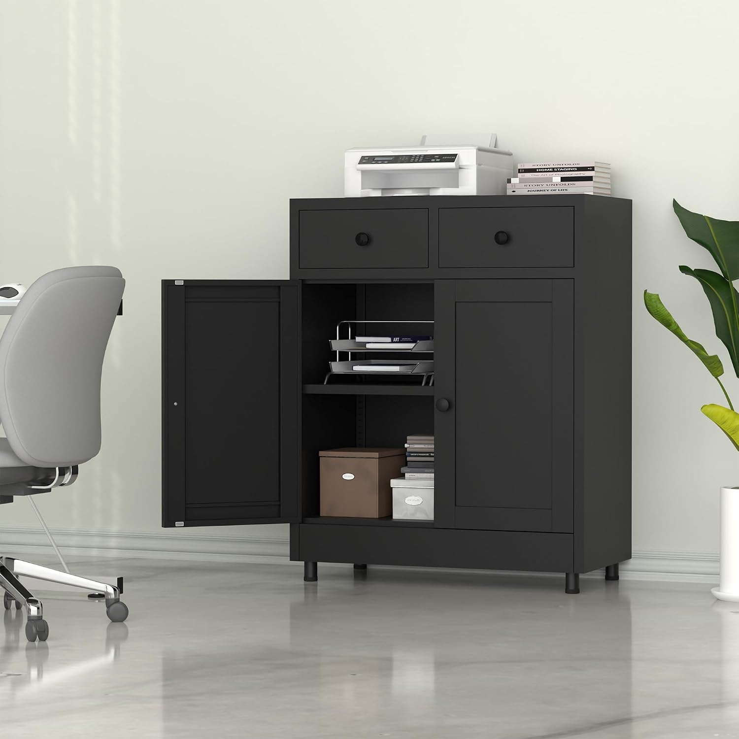 Metal Storage Cabinet With Dra - огляд і ціна Credenza Office Storage