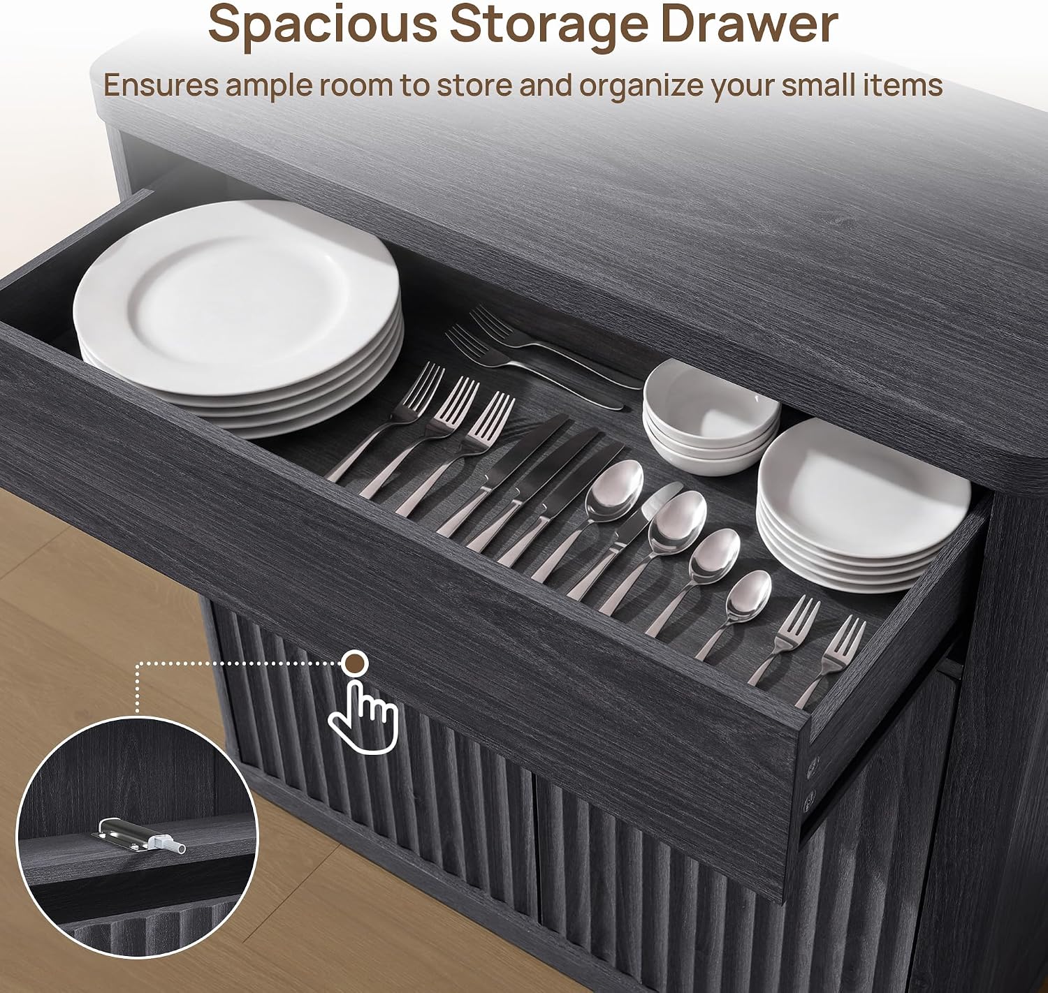 34.6‑Inch Modern Fluted Sidebo - огляд і ціна Credenza Office Storage
